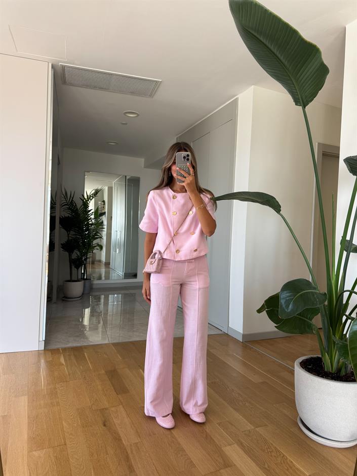 Lagune Ceket Pantolon Takım - Pembe