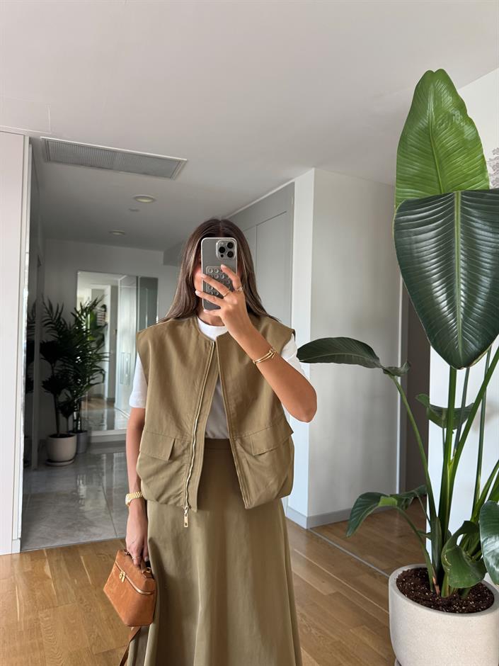 Larimar Yelek Etek Takım - Haki 