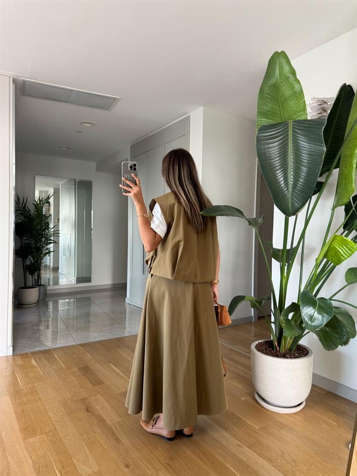 Larimar Yelek Etek Takım - Haki 