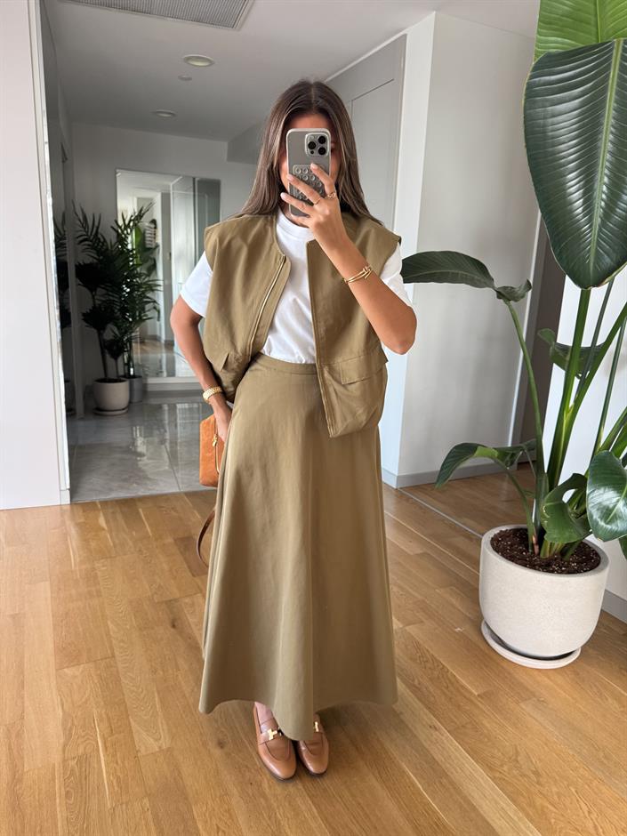 Larimar Yelek Etek Takım - Haki 