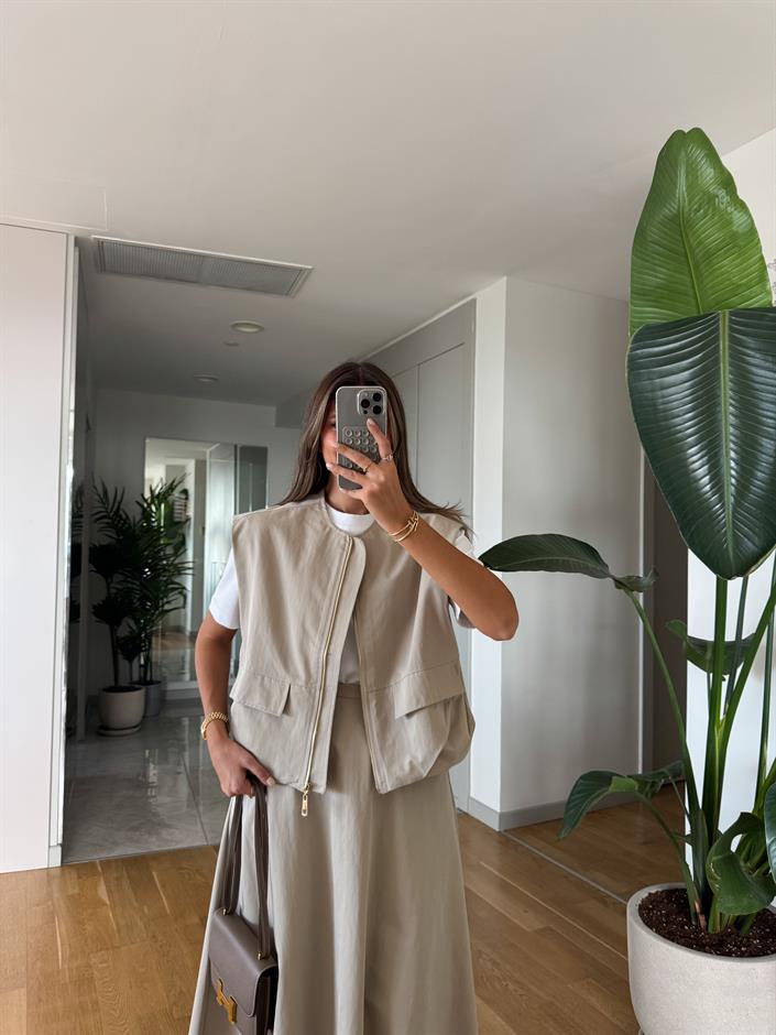 Larimar Yelek Etek Takım - Taş