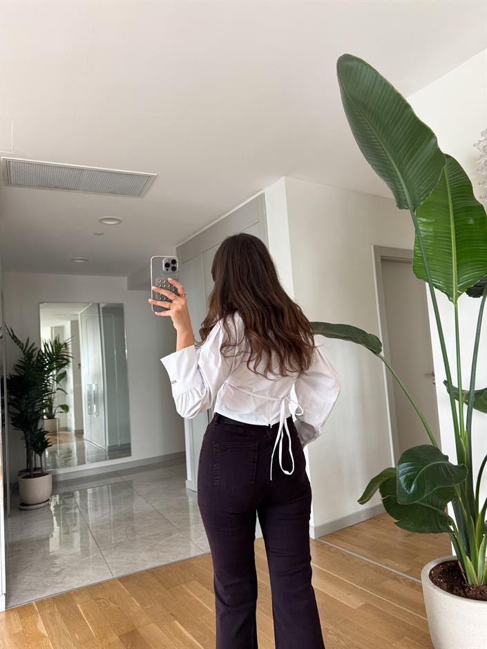 Larry Düşük Omuzlu Gömlek - Beyaz