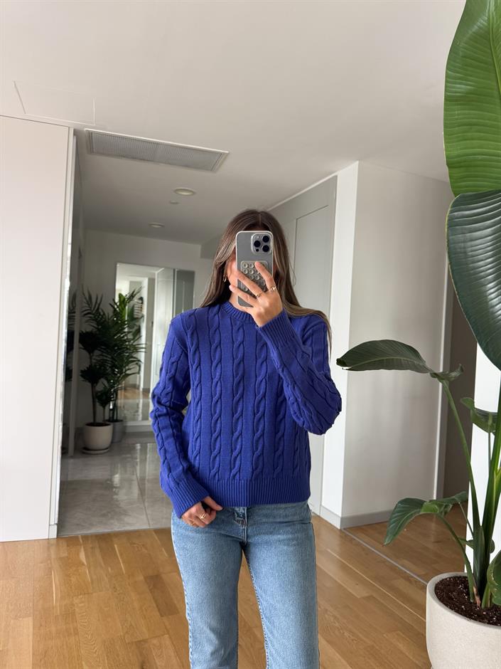 Lauren Saç Örgülü Kazak - Mor