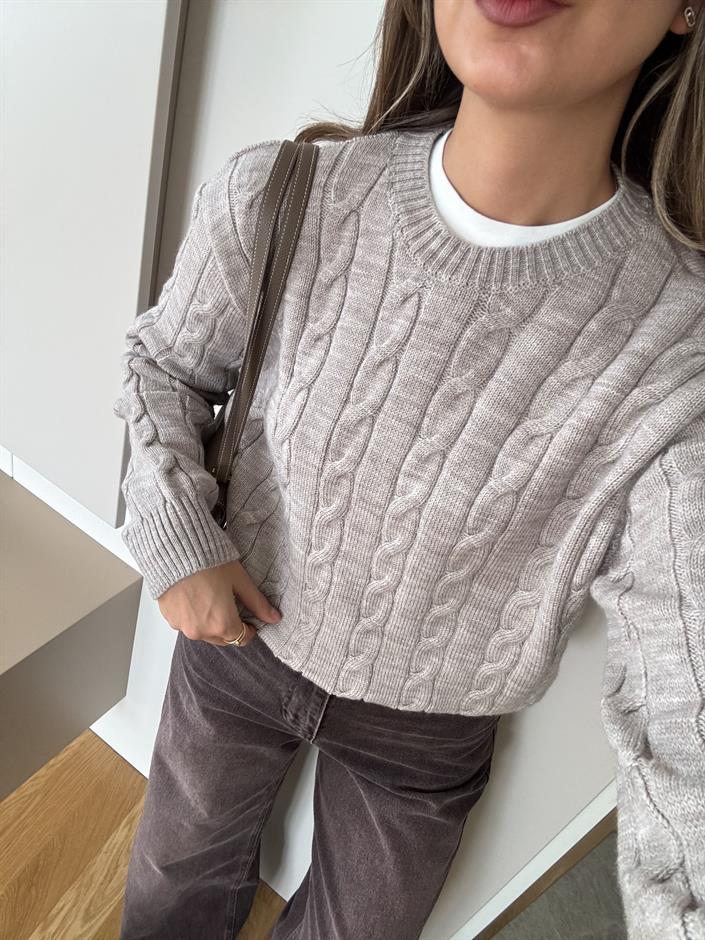 Lauren Saç Örgülü Kazak - Taş