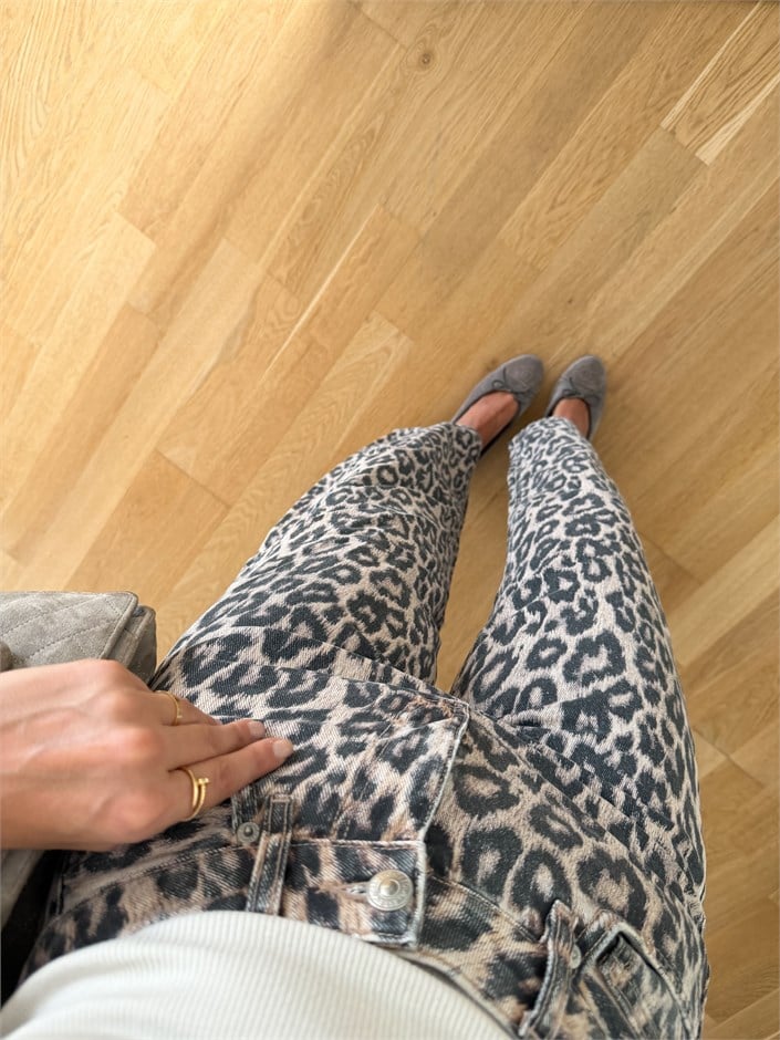 Leopar Desenli Barrel Jean 