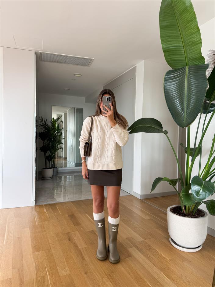 Lero Düz Kesim Mini Etek - Haki 