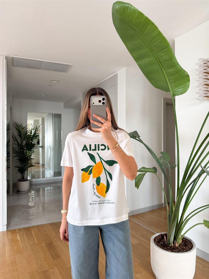 Limon Baskılı Oversize T-shirt