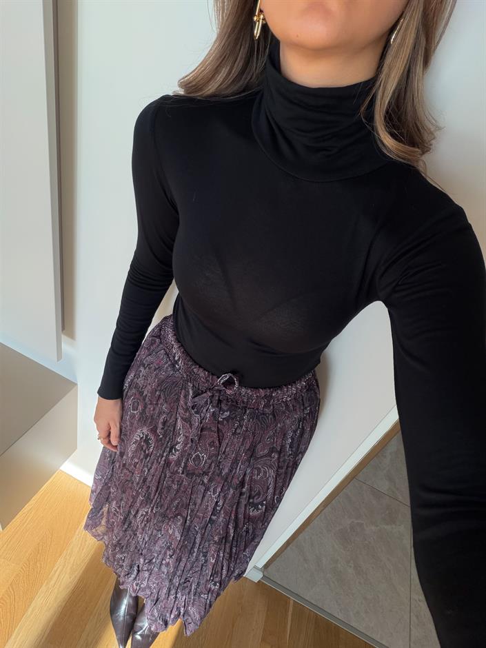 Lindy  Balıkçı Yaka Bluz - Siyah