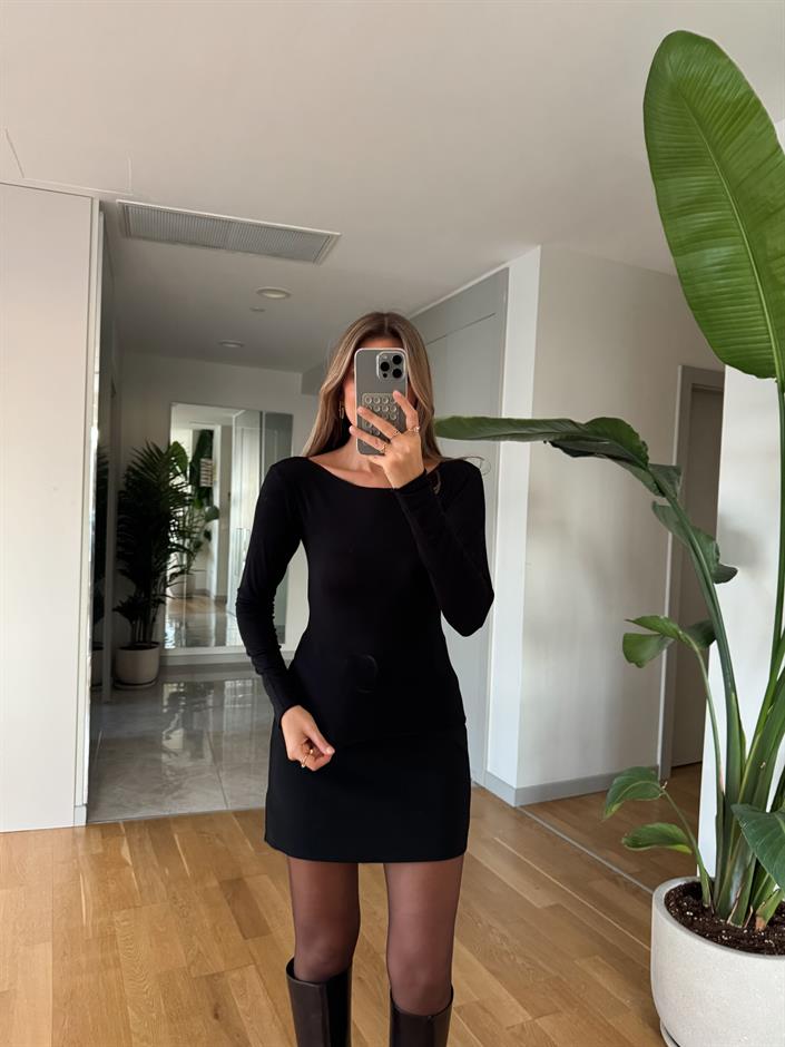 Lindy Kayık Yaka Bluz - Siyah