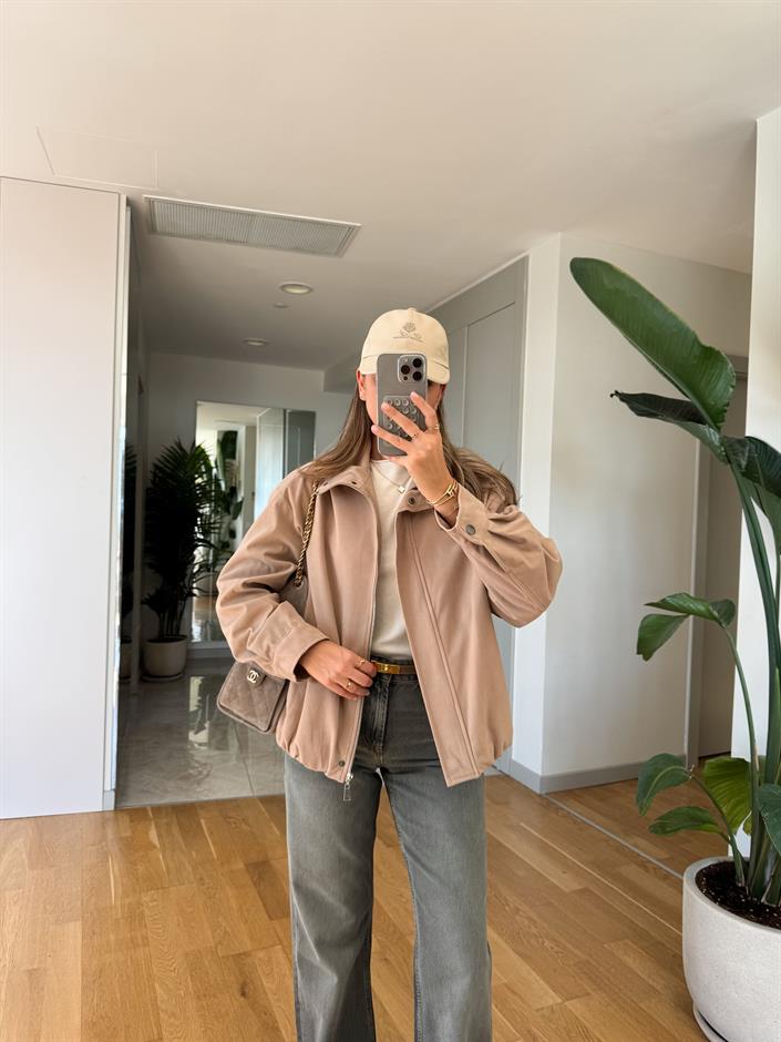 Liona Süet Bomber Ceket - Bej