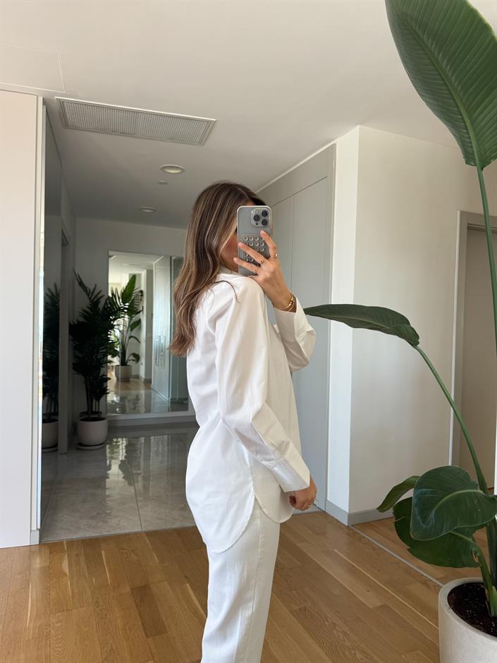 London Beyaz Poplin Gömlek