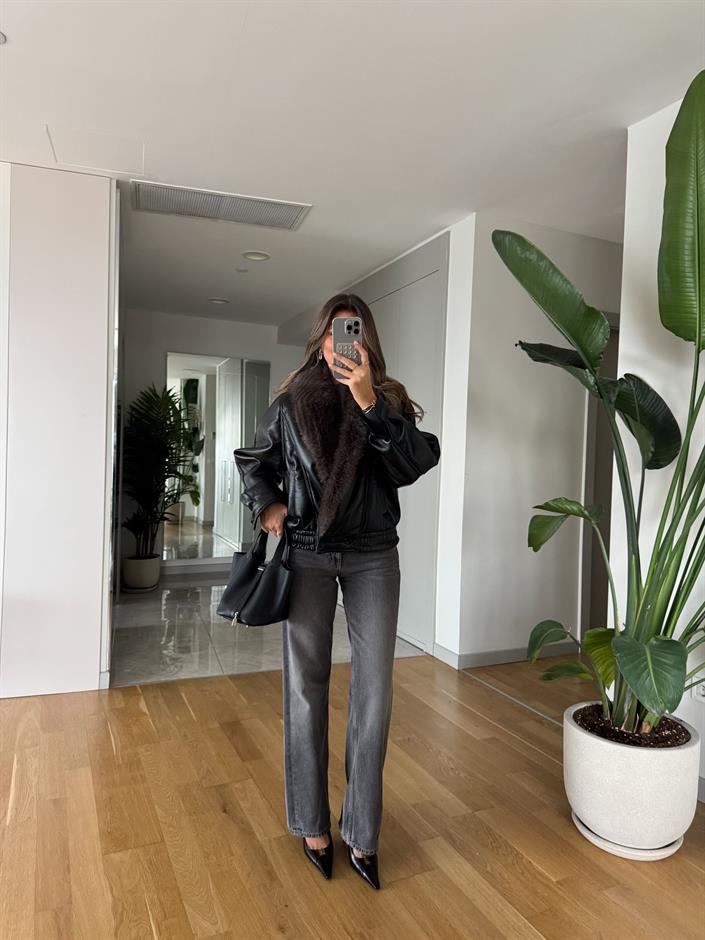 Lora Düz Kesim Jean - Gri