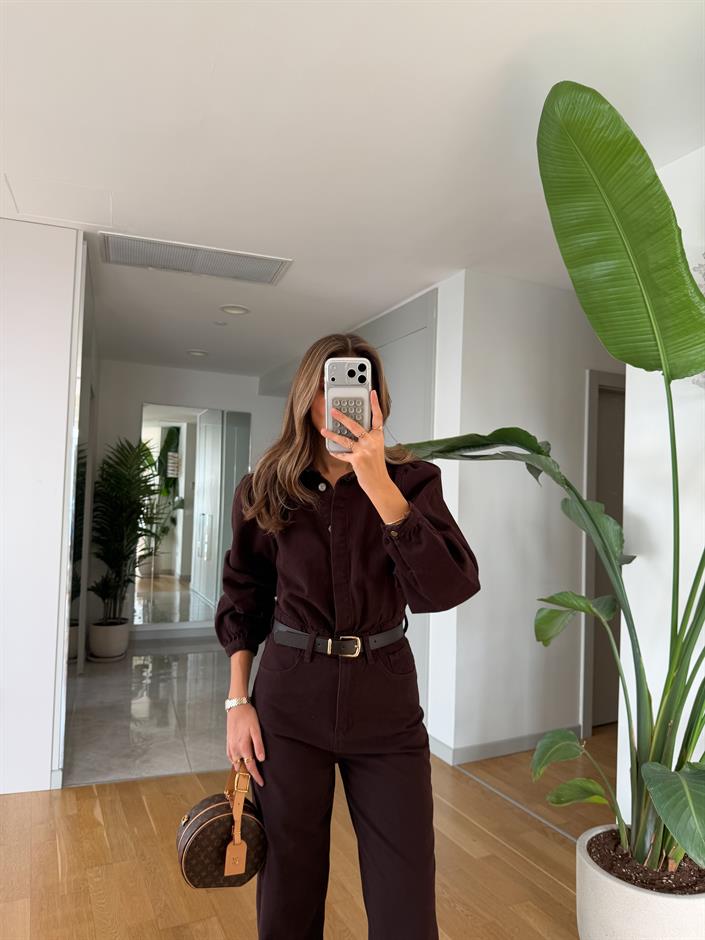 Lorexa Denim Kemerli Tulum - Kahve