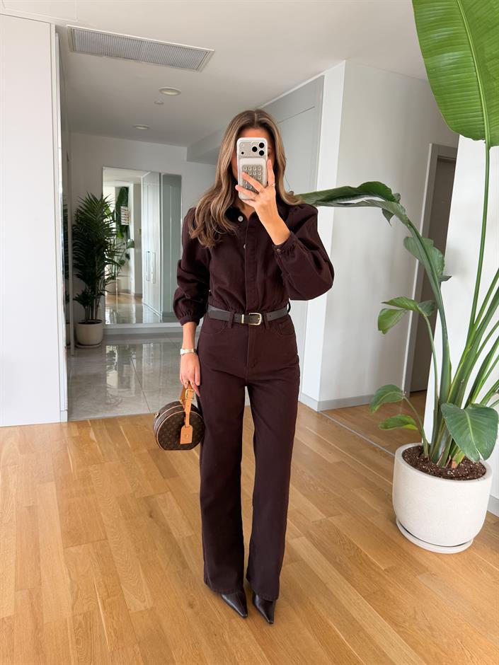 Lorexa Denim Kemerli Tulum - Kahve