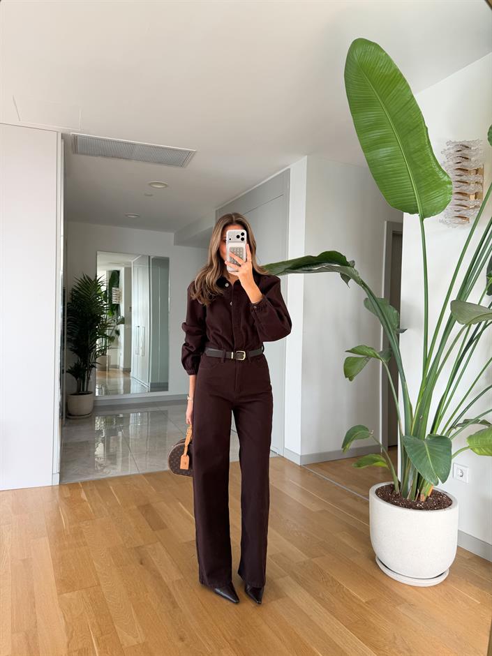 Lorexa Denim Kemerli Tulum - Kahve