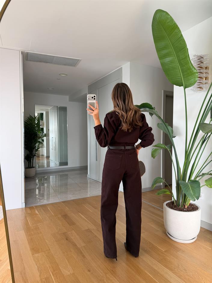 Lorexa Denim Kemerli Tulum - Kahve