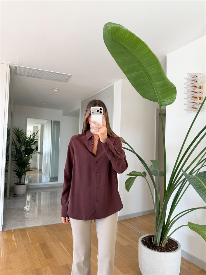 Lyocell Premium Gömlek - Bordo