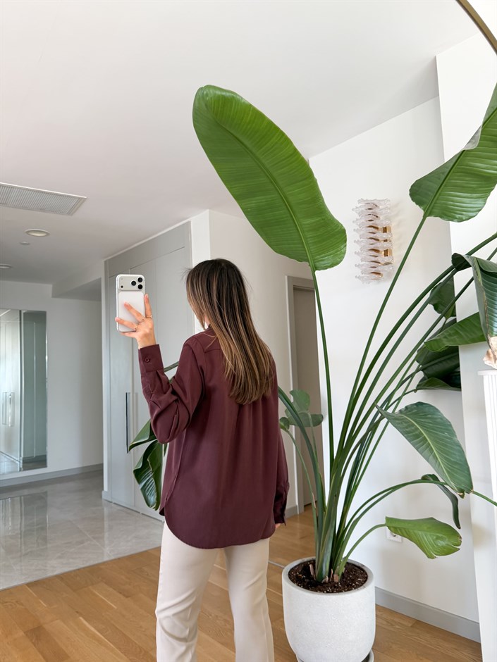 Lyocell Premium Gömlek - Bordo