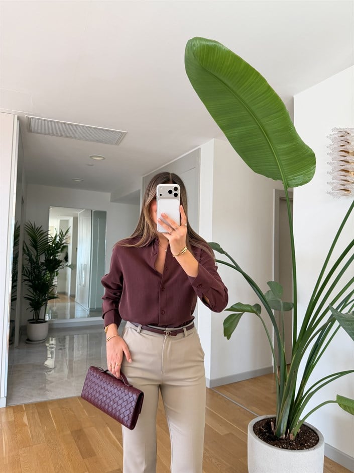 Lyocell Premium Gömlek - Bordo