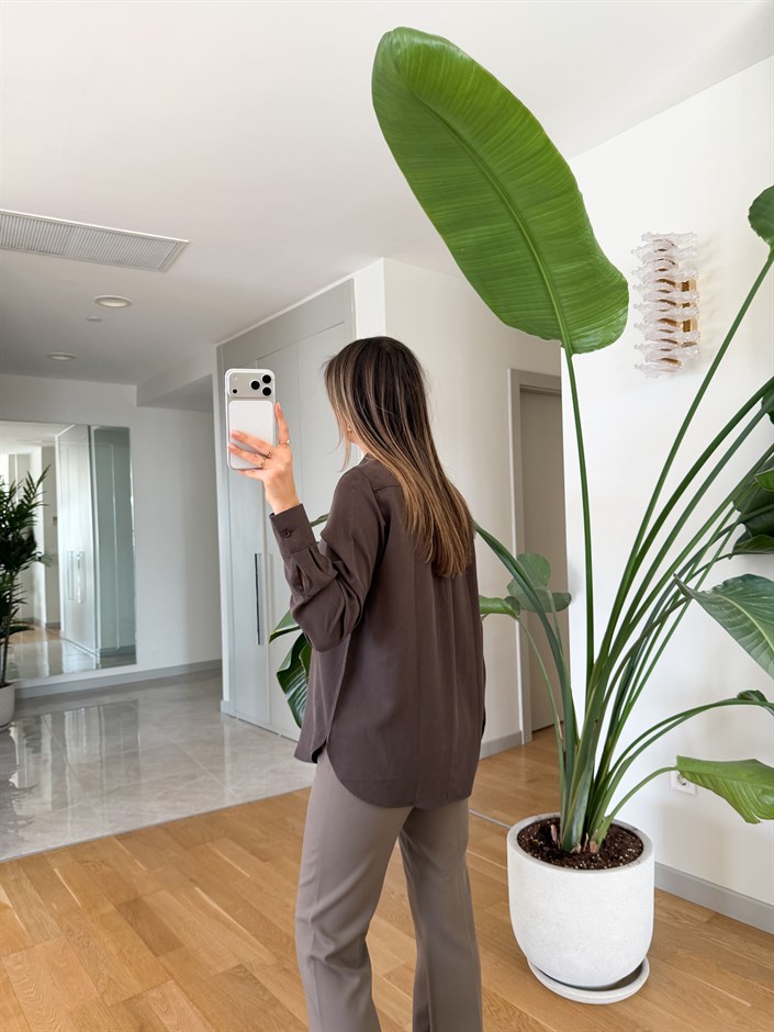 Lyocell Premium Gömlek - Kahve