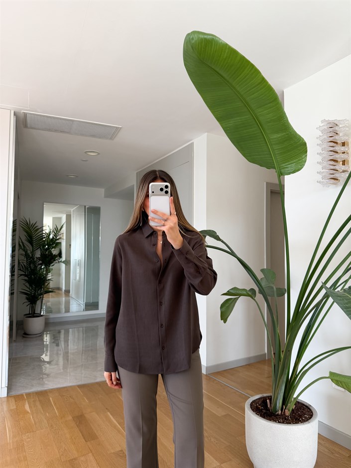 Lyocell Premium Gömlek - Kahve