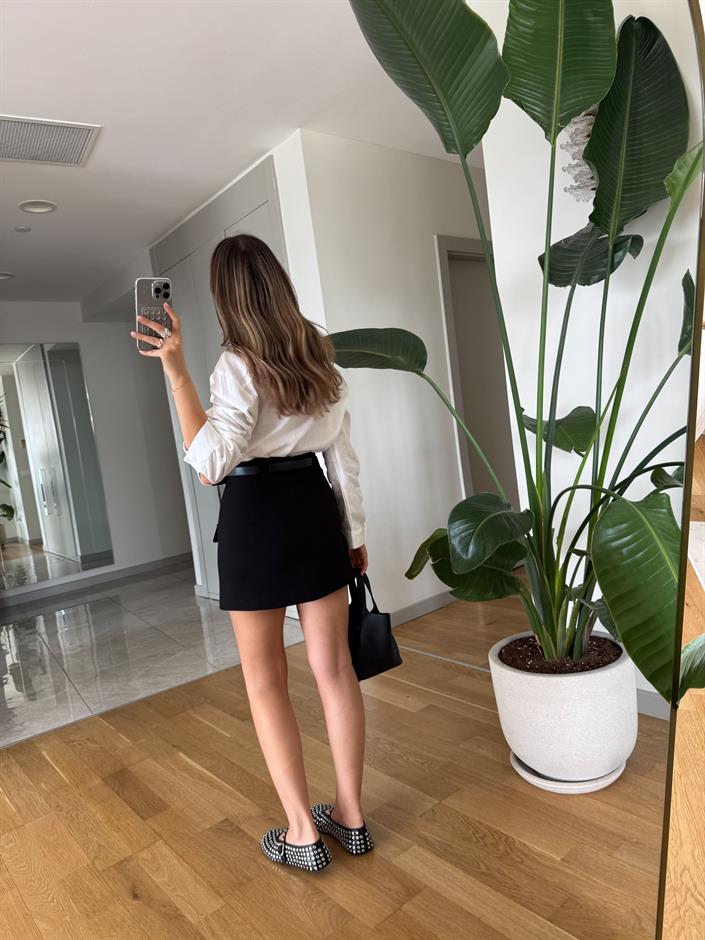 MA Özel Seri Kemerli Cepli Etek - Siyah