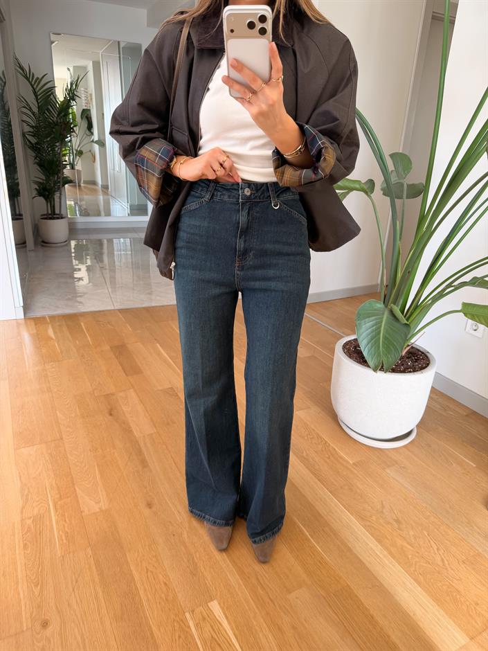 Mandy Yüksek Bel Jean - Eskitme Mavi