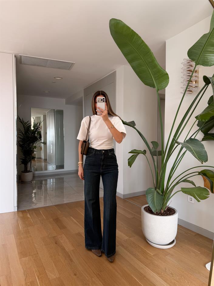 Mandy Yüksek Bel Jean - Eskitme Mavi