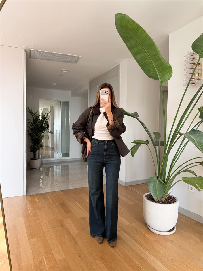 Mandy Yüksek Bel Jean - Eskitme Mavi