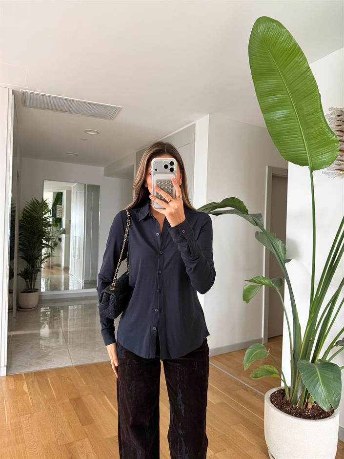 Marc Polo Yaka Basic Bluz - Lacivert