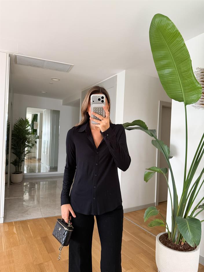 Marc Polo Yaka Basic Bluz - Siyah