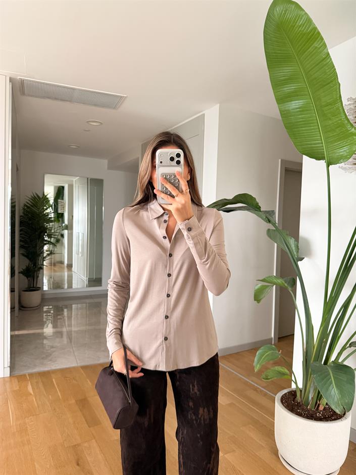 Marc Polo Yaka Basic Bluz - Vizon