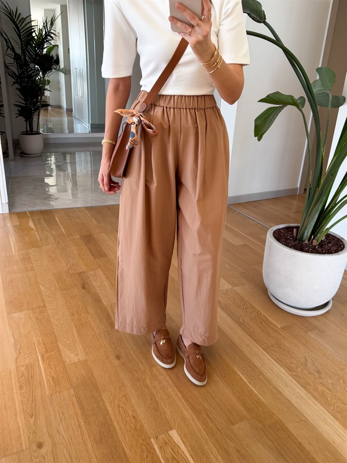 Massi Beli Lastikli Pantolon - Camel