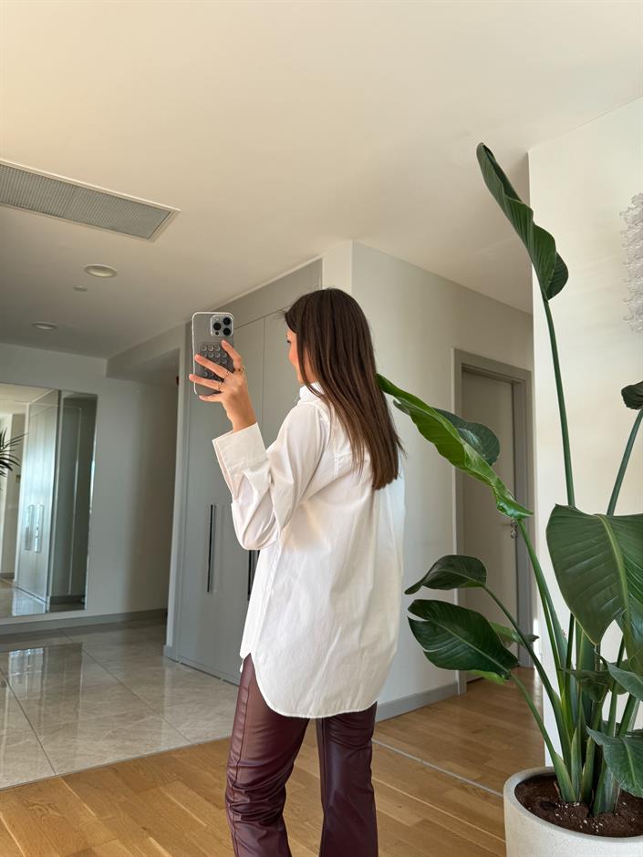 Massi Beyaz Uzun Poplin Gömlek