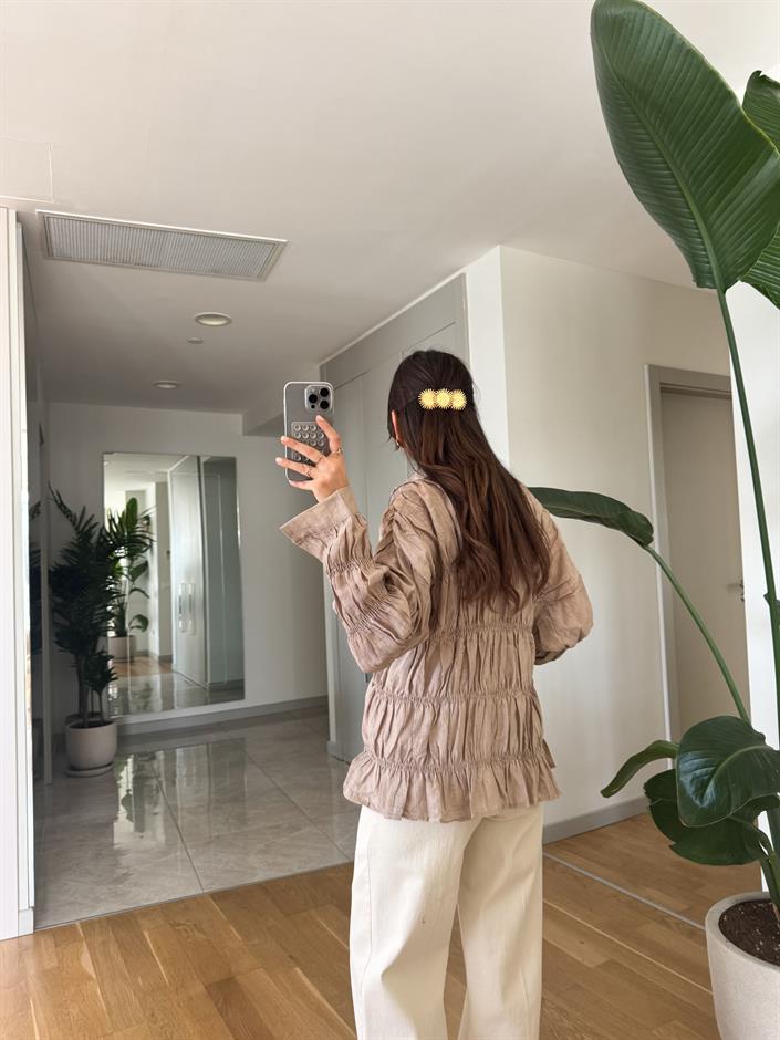 Massi Buruşuk Kumaş Gömlek- Vizon