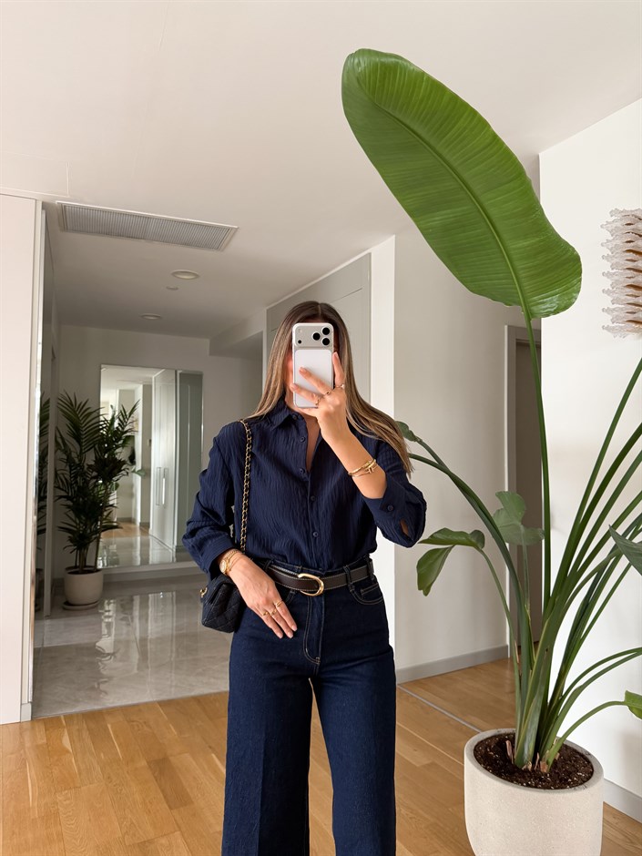 Massi Çizgili Gömlek - Lacivert