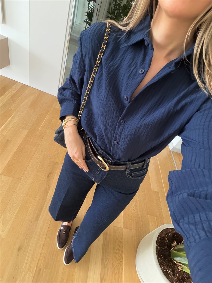 Massi Çizgili Gömlek - Lacivert