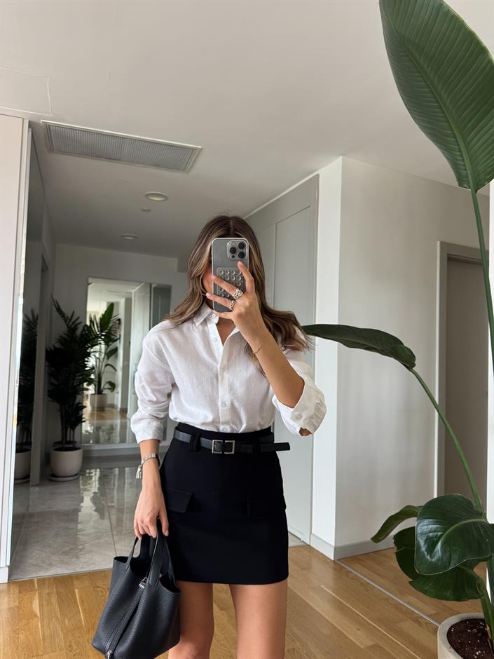 Massi Keten Karışımlı Gömlek - Beyaz