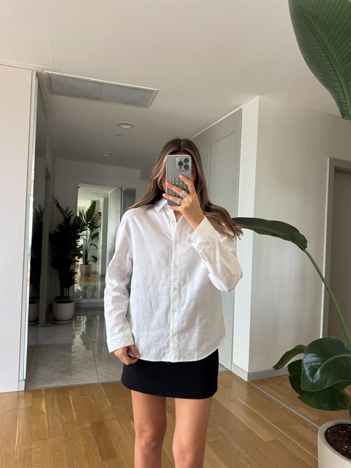 Massi Keten Karışımlı Gömlek - Beyaz