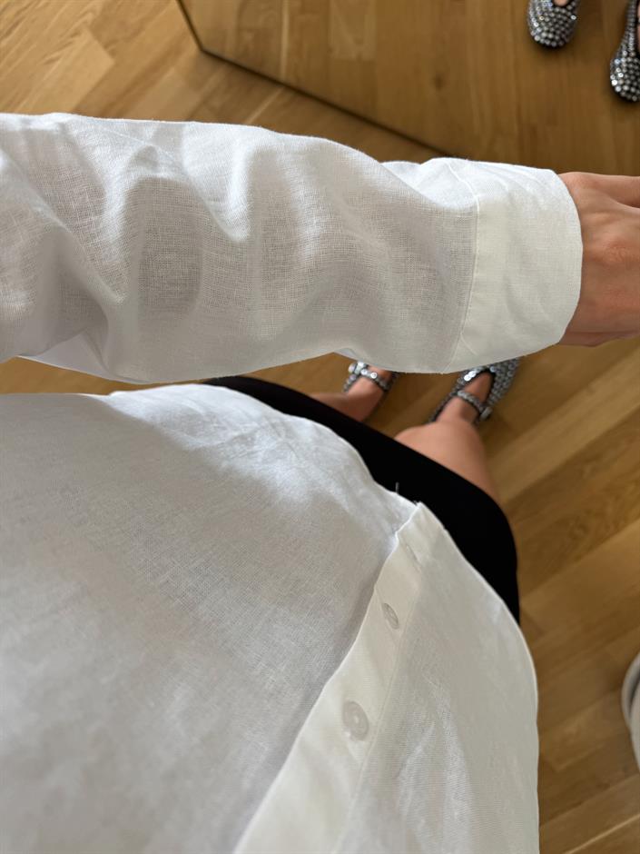 Massi Keten Karışımlı Gömlek - Beyaz