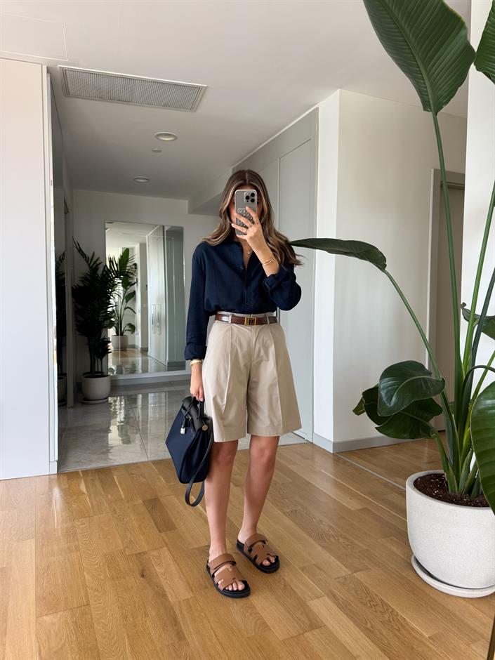 Massi Keten Karışımlı Gömlek - Lacivert