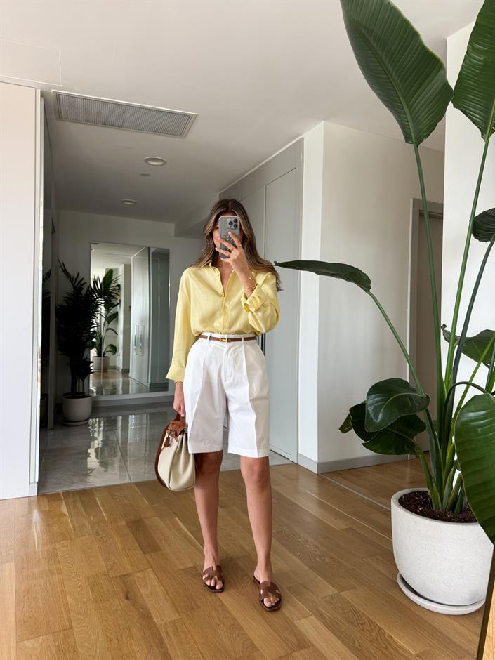 Massi Keten Karışımlı Gömlek - Sarı