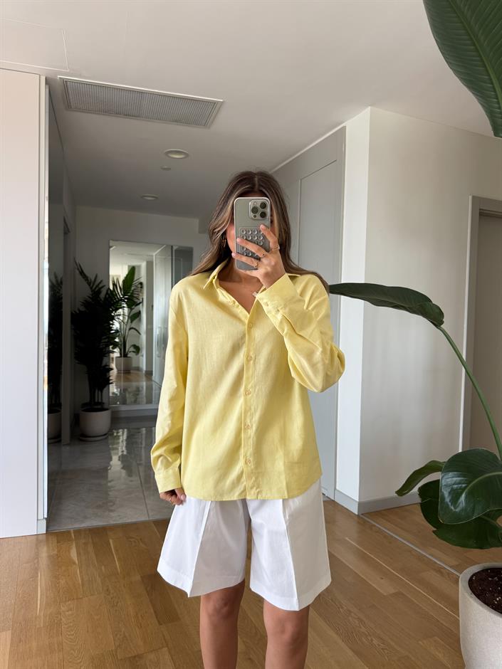 Massi Keten Karışımlı Gömlek - Sarı