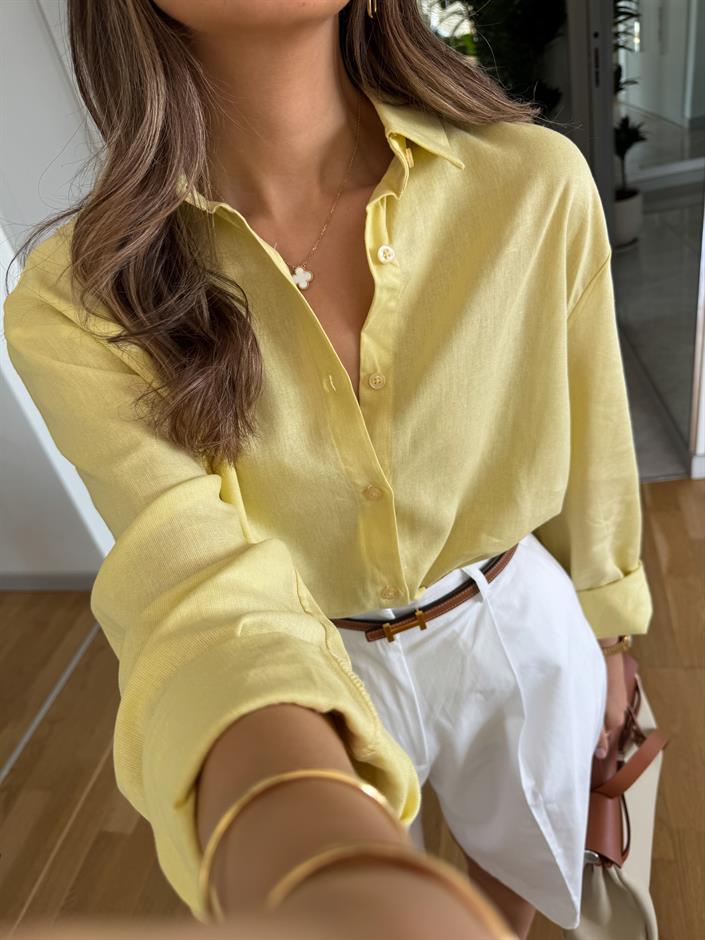 Massi Keten Karışımlı Gömlek - Sarı
