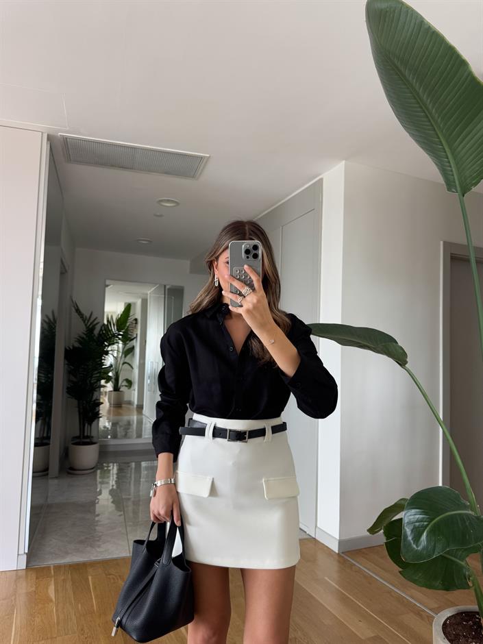 Massi Keten Karışımlı Gömlek - Siyah