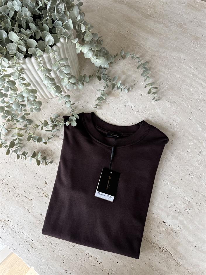 Massimo Bisiklet Yaka Tişört - Acı Kahve