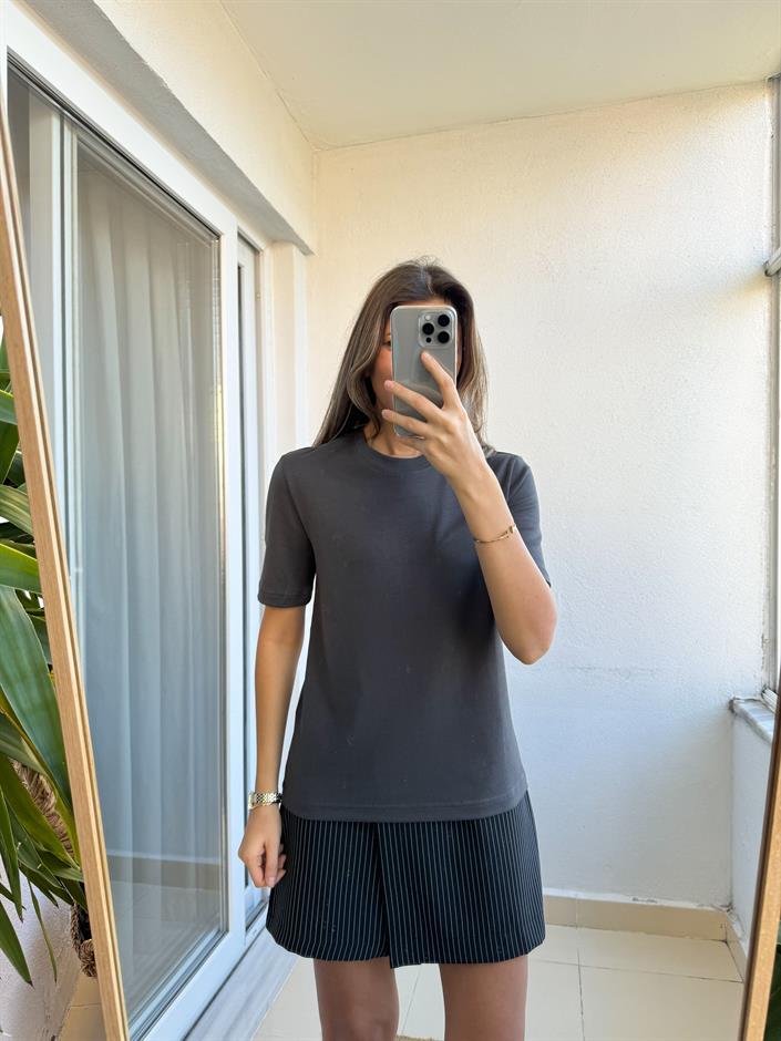 Massimo Bisiklet Yaka Tişört- Antrasit