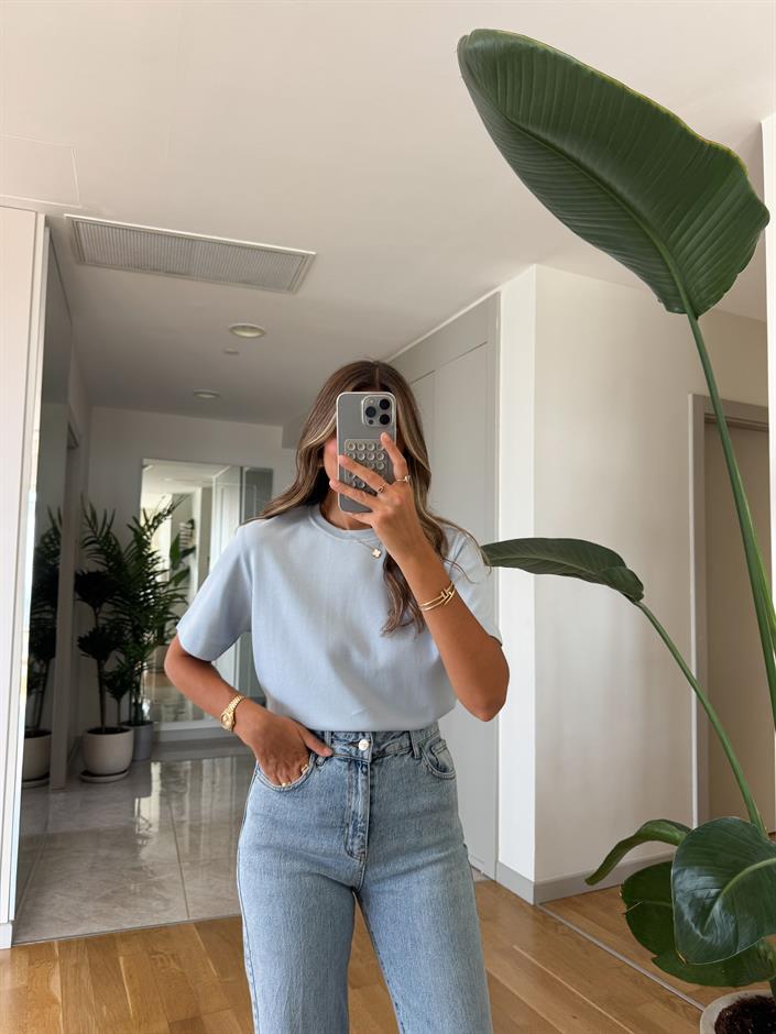 Massimo Bisiklet Yaka Tişört - Bebe Mavi