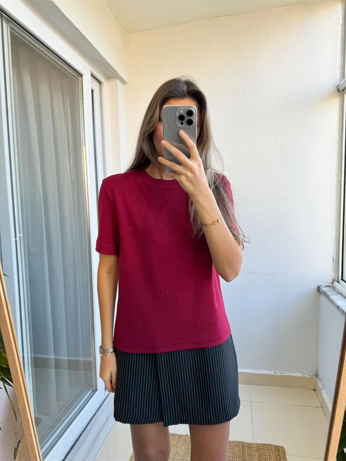 Massimo Bisiklet Yaka Tişört- Bordo