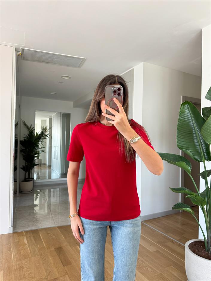 Massimo Bisiklet Yaka Tişört-Kırmızı